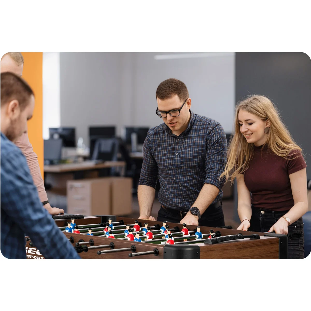Настільний футбольний стіл Neo-Sport NS-804 (118 x 61 x 79 см) темно-коричневий для розваг - Зображення 15