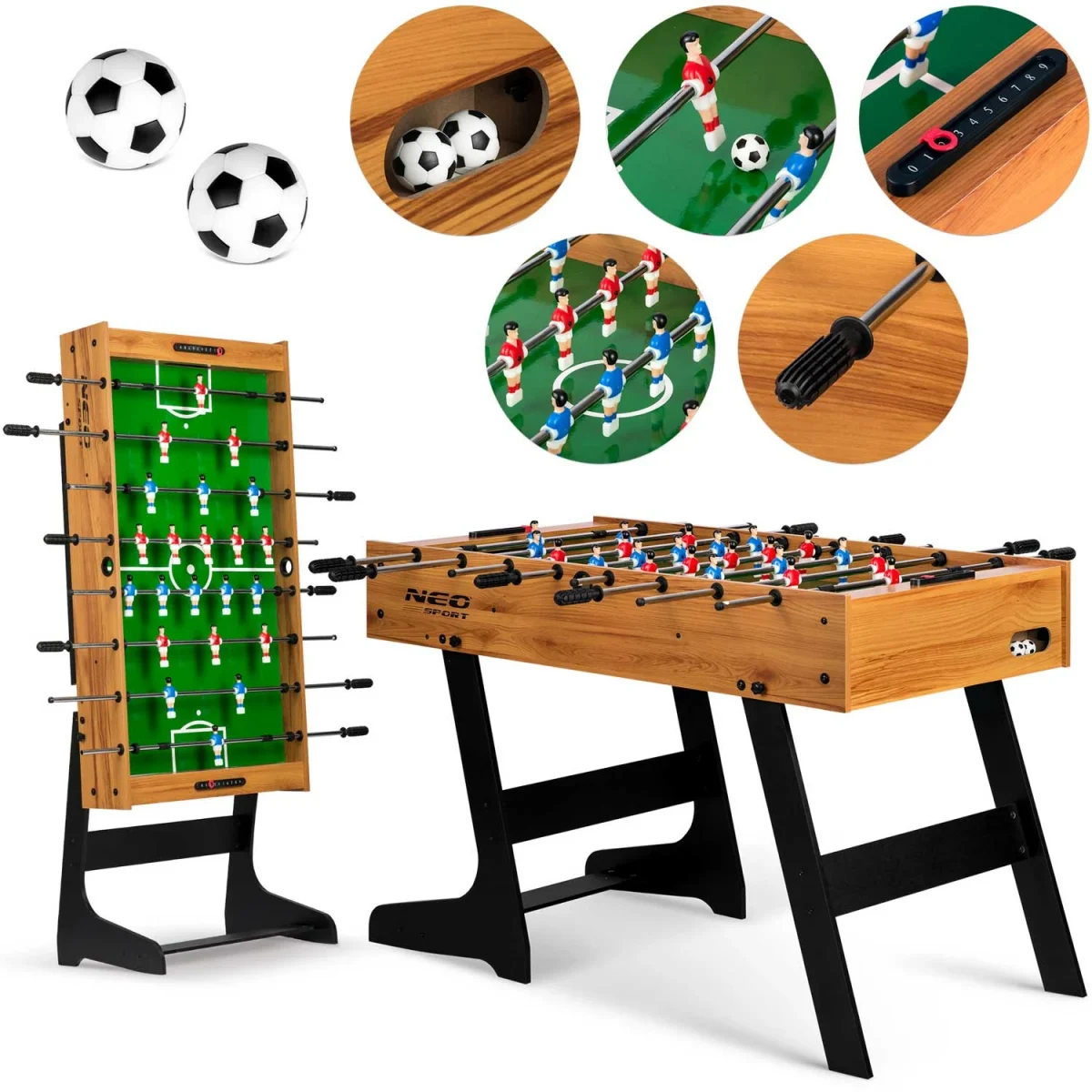 stol-do-gry-w-pilkarzyki-neos_25944 Настільний футбольний стіл Neosport 121 х 61 х 80 см NS-803 дерев'яний для домашнього відпочинку - Зображення 1