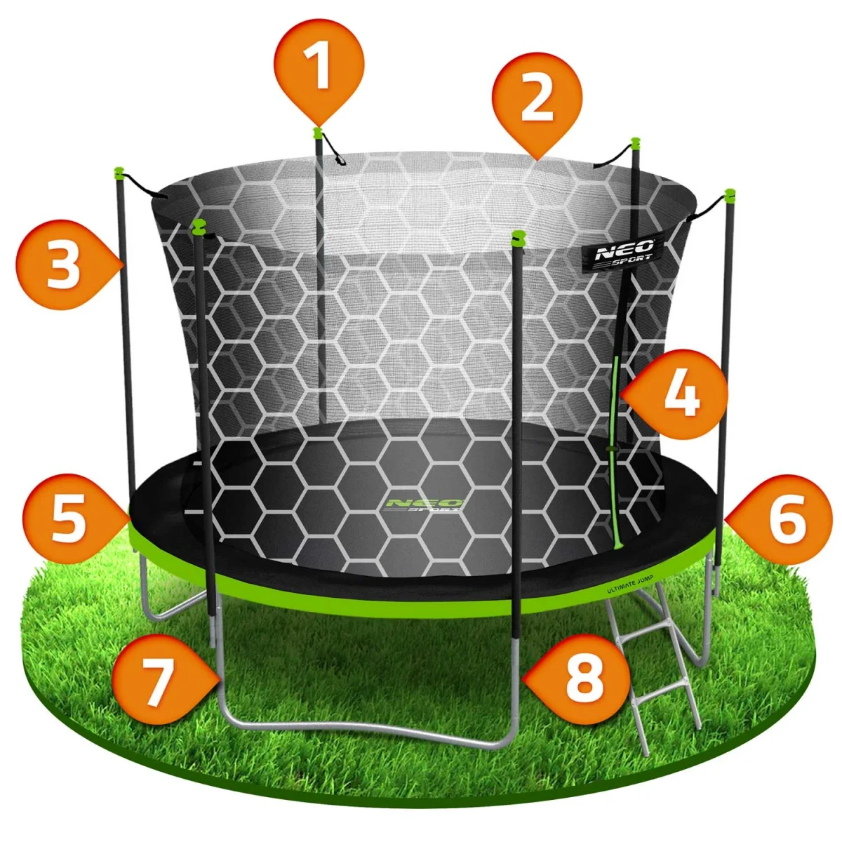 Садовий батут Neo-Sport 10 футів з внутрішньою сіткою та драбиною - Зображення 13