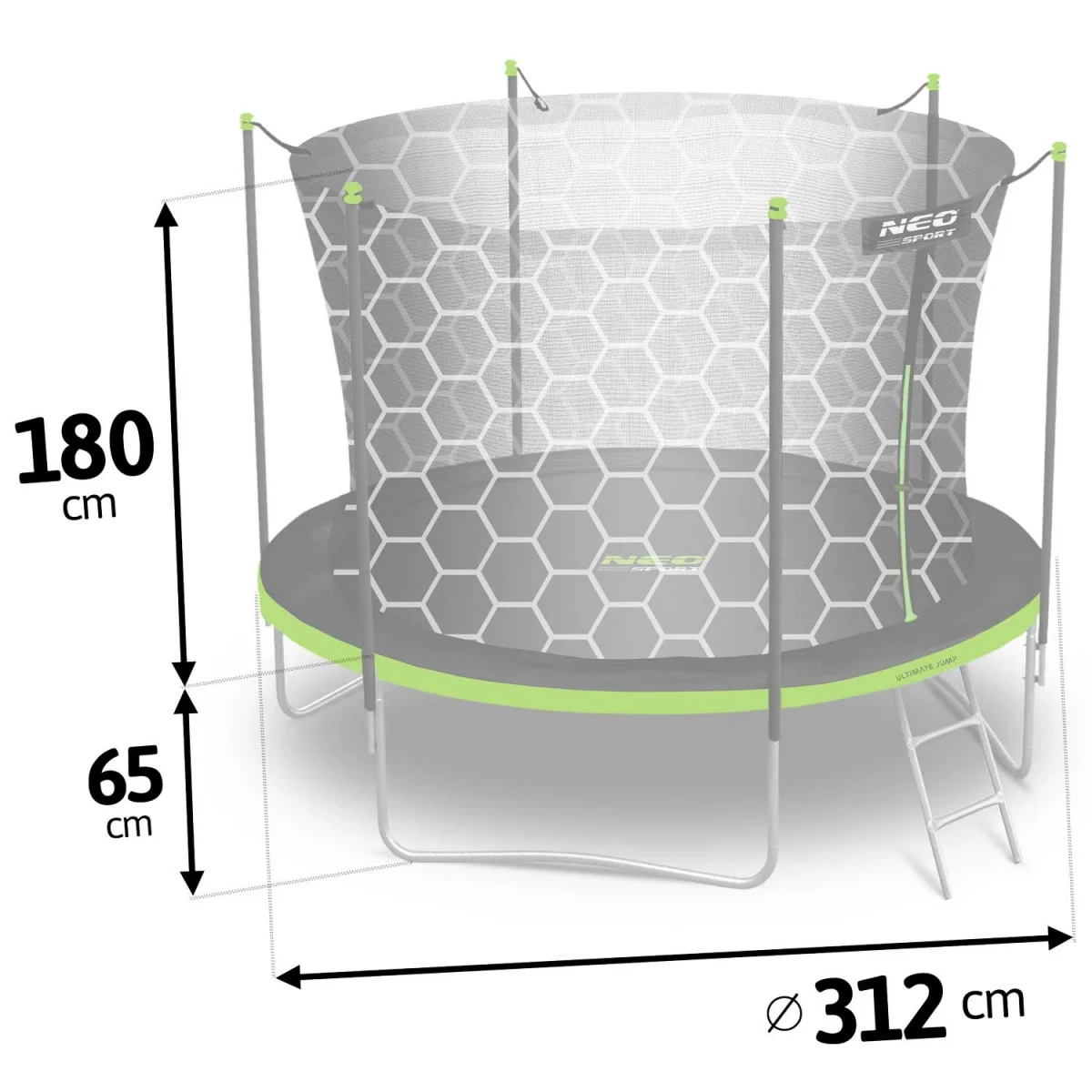 Садовий батут Neo-Sport 10 футів з внутрішньою сіткою та драбиною - Зображення 5