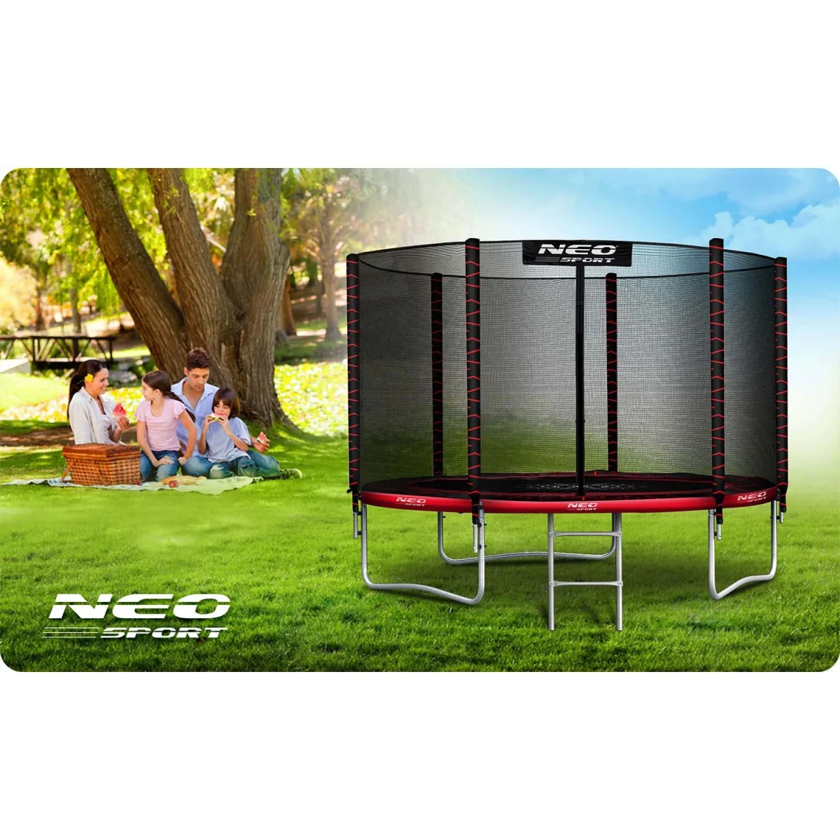 Садовий батут Neo-Sport 10 футів/312 см з зовнішньою сіткою та драбиною - Зображення 7