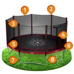 Садовий батут Neo-Sport 12 футів/374 см із зовнішньою сіткою та драбиною - Зображення 9