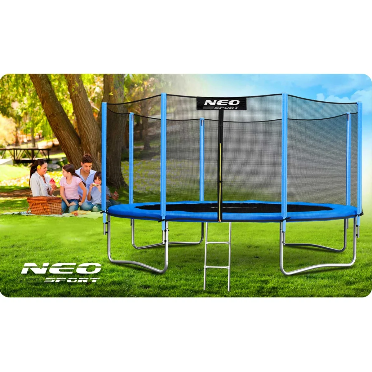 trampolina-ogrodowa-14ft-435c_34124 Садовий батут Neo-Sport 14 футів із зовнішньою сіткою і драбиною - Зображення 2