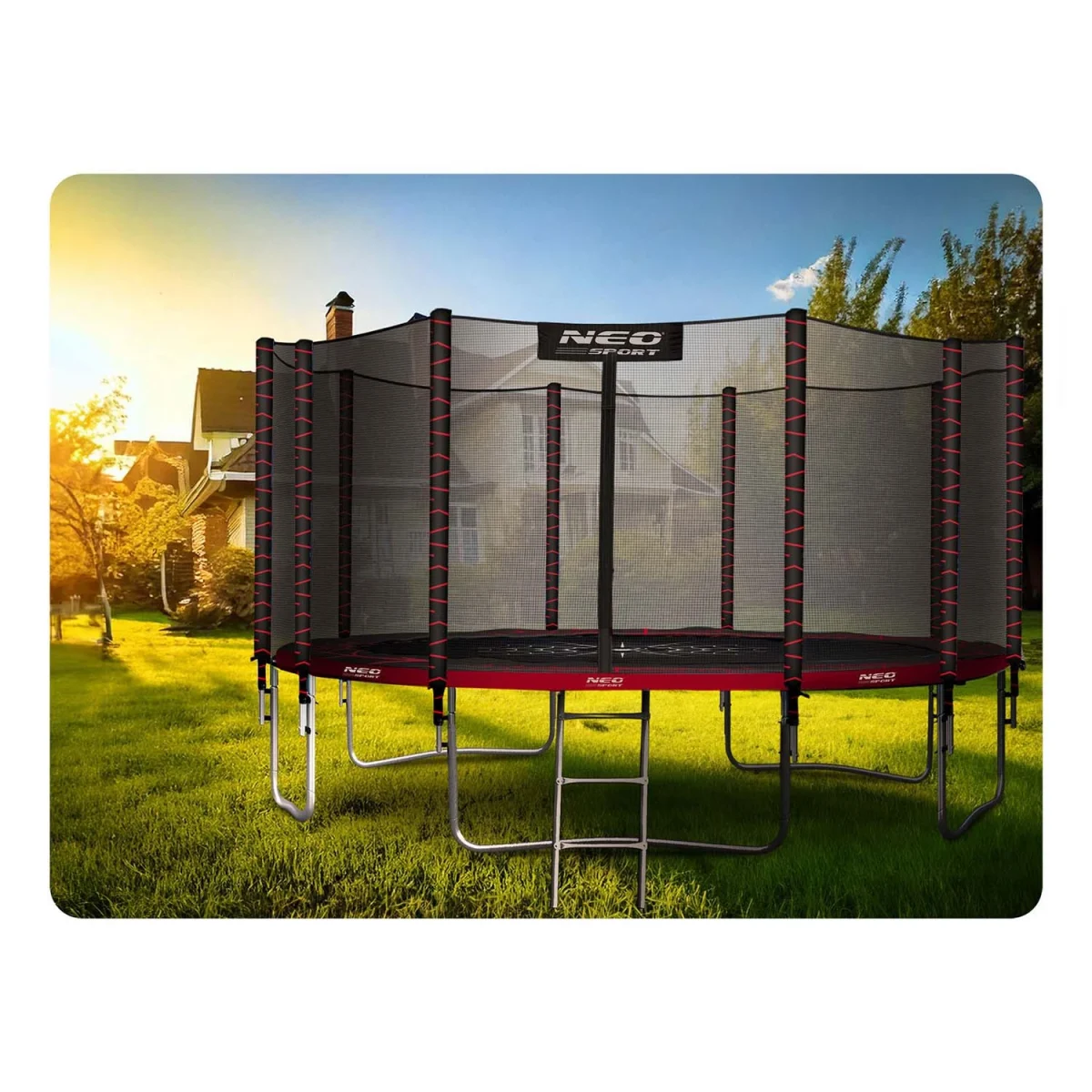 Садовий батут Neo-Sport 15 футів/465 см із зовнішньою сіткою та драбиною - Зображення 4