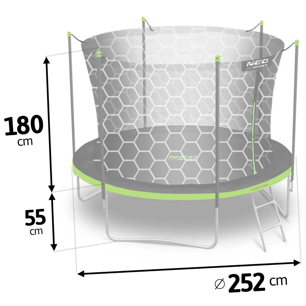 Садовий батут Neo-Sport 8 футів/252 см з внутрішньою сіткою та драбинкою - Зображення 5