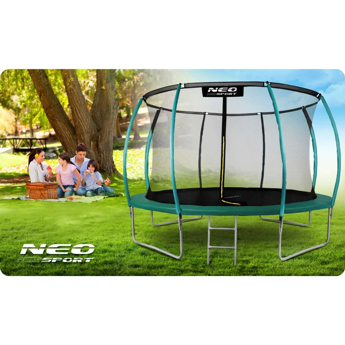 Надійний і зручний садовий батут Neo-Sport 14 футів/435 см із внутрішньою сіткою - Зображення 6