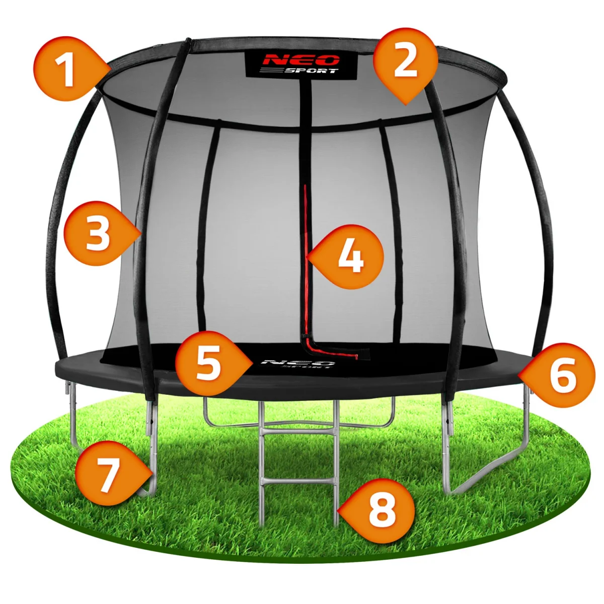 Профільований садовий Батут Neo-Sport 252 см 8 футів з внутрішньою сіткою - Зображення 11