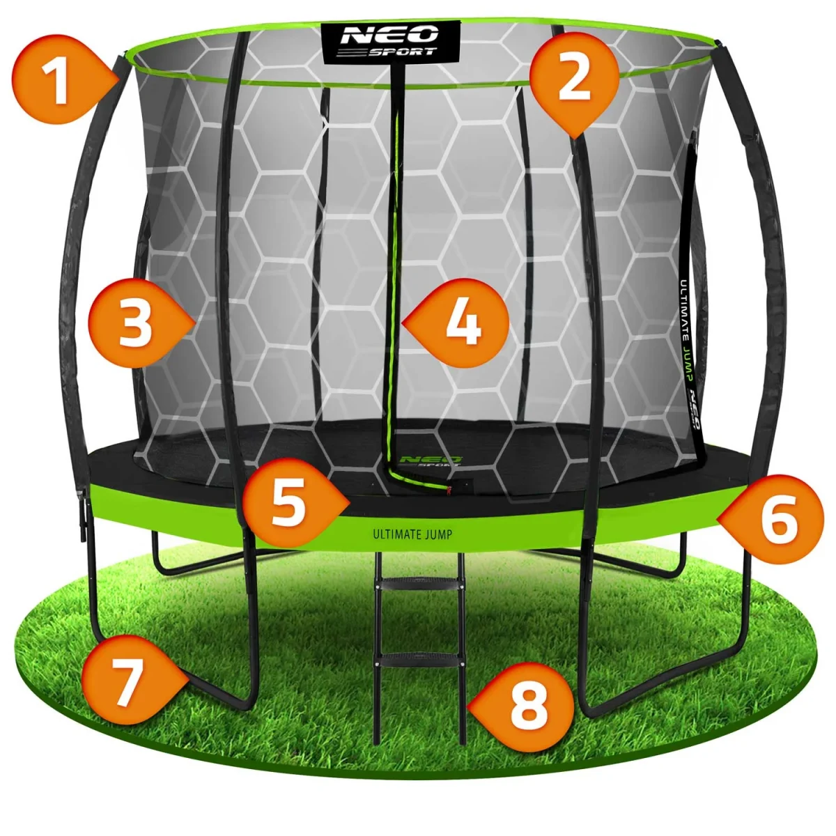 Надійний садовий Батут з внутрішньою сіткою Neo-Sport 312 см 10 футів - Зображення 5