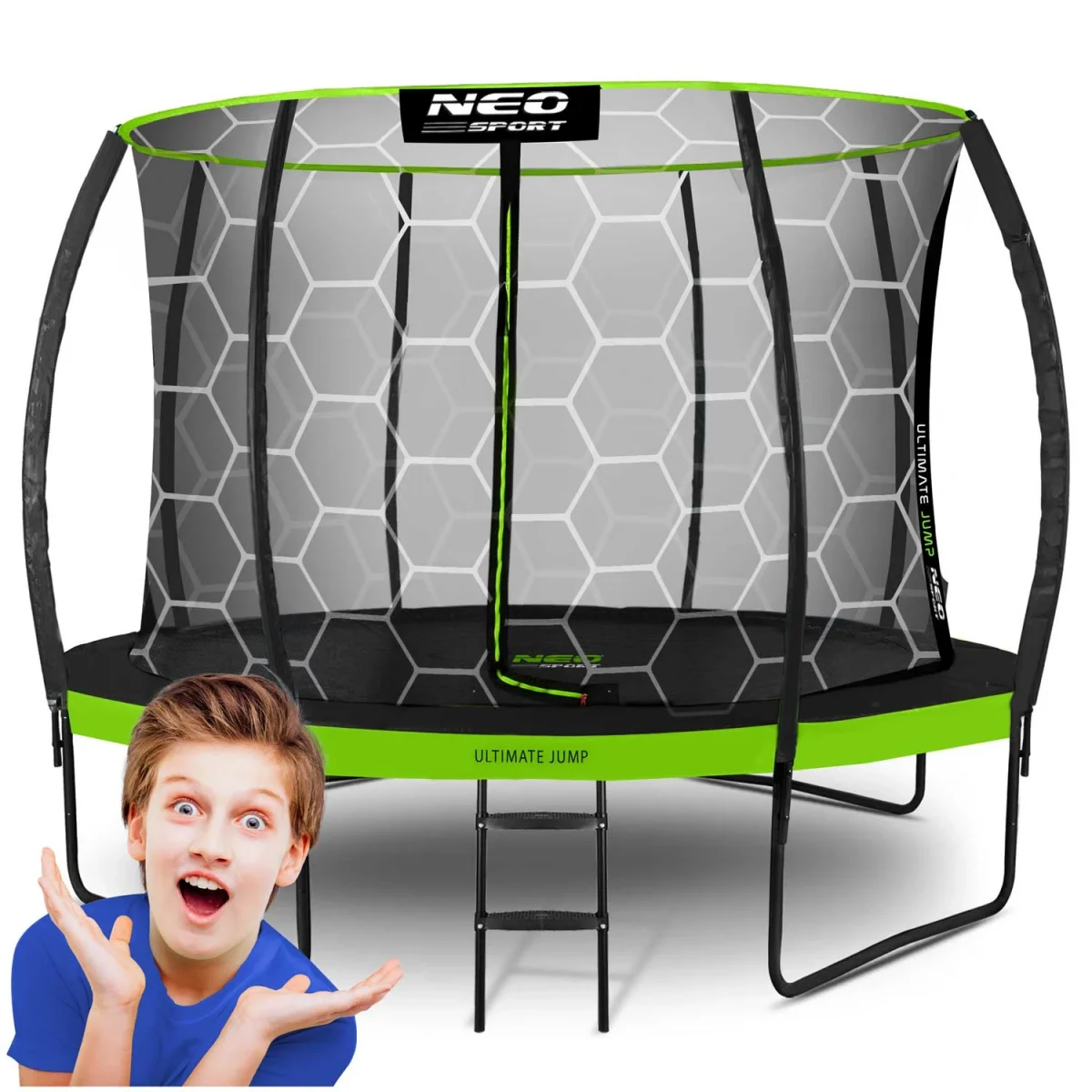 trampolina-ogrodowa-profilowa_42165 Профільований садовий батут Neo-Sport 12 футів/374 см з внутрішньою сіткою для активних ігор - Зображення 1