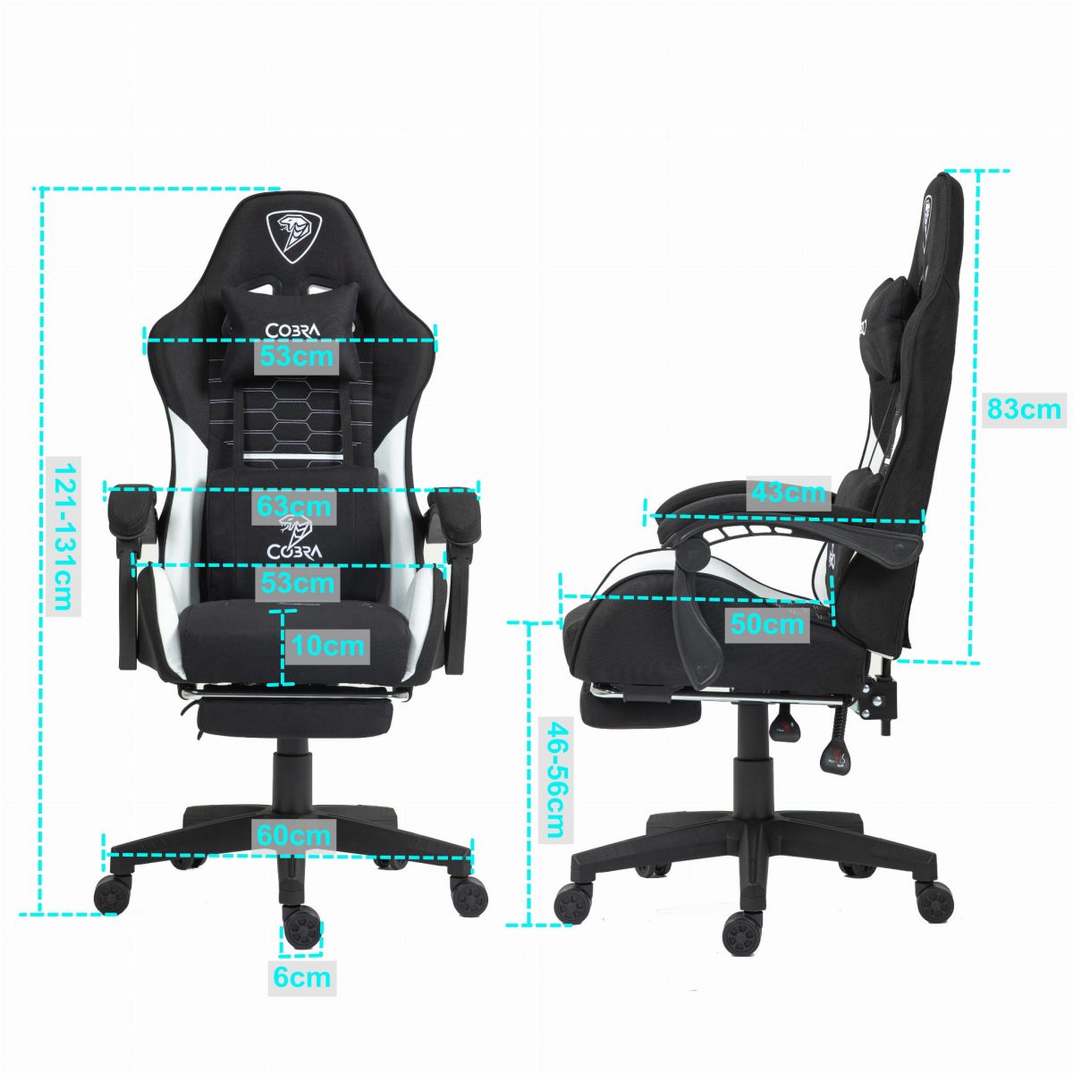 wymiary_crf41 Ігрове Геймерське крісло PLAYER 4.0 CRF41 GREY – стиль та комфорт - Зображення 9