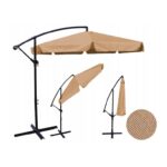 Велика складна садова парасолька Ekspand з воланом-дужкою, бежево-коричнева 350 x 250 см