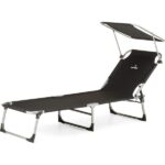Шезлонг металевий чорний Outtec О-42045 для відпочинку на природі та в саду