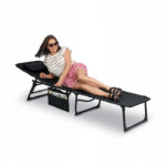Пляжний шезлонг Tadar сталевий 4 позиції 188 x 56 x 28 см чорний - Зображення 2