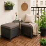 Садові пуфи VELACO LARA-BL з ротангу чорного кольору - Зображення 4