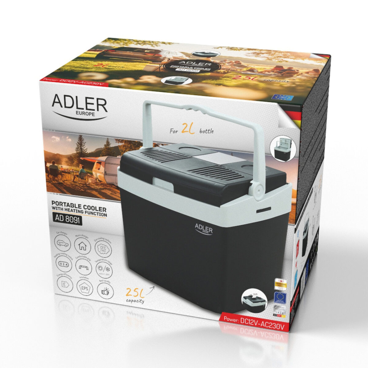 Adler Портативний автомобільний холодильник AD8091 XXL 25L, 12V 230V, з функцією охолодження та нагрівання - Зображення 8