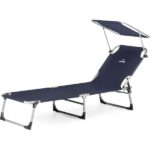 Шезлонг металевий синій О-42332 Outtec ідеальний для дачі та пляжу - Зображення 2