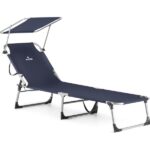 Шезлонг металевий синій О-42332 Outtec ідеальний для дачі та пляжу