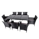 Комплект садових меблів SANTOS-BL-BL з техноратангу VELACO чорного кольору, 9 предметів - Зображення 3