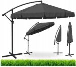 Велика складна садова парасолька Ekspand з воланом-дужкою темно-сіра 350 x 250 см