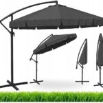 Велика складна садова парасолька Ekspand з воланом-дужкою темно-сіра 350 x 250 см