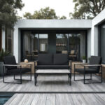 Комплект садових меблів VELACO CARTER-BL-WD2 чорний, 4 предмети