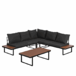 Комплект садових меблів VELACO TOBA-BL-WD1 з чорного металу, 5 предметів