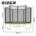 Батут з зовнішньою сіткою Sider 252 см FT 8 (244-252 см) ідеальний для активного відпочинку - Зображення 4