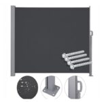 Тент KX3218 LUARO бічний Терасовий Рулонний 1,6м х 3м Параван Сірий + Монтажні болти - Зображення 6