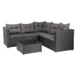 Садові меблі з ротанга SALTO-BL, комплект чорних кутових, VELACO 5-місних + стіл