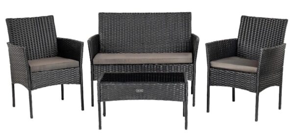 Комплект садових меблів : LUIZA-BL з техноратангу VELACO чорний, 4 предм.