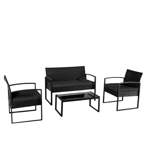 Комплект садових меблів з техноратангу VELACO Atlas чорний, 4 предмети