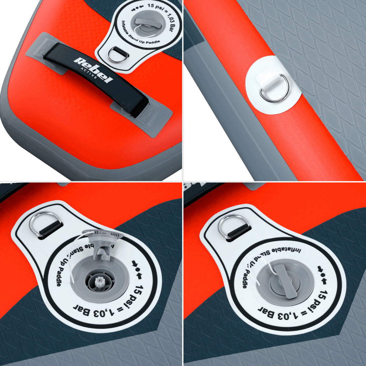 Надувна дошка Rebel SUP з сидінням для плавання, RBA-4501-OR 350 см - Зображення 10