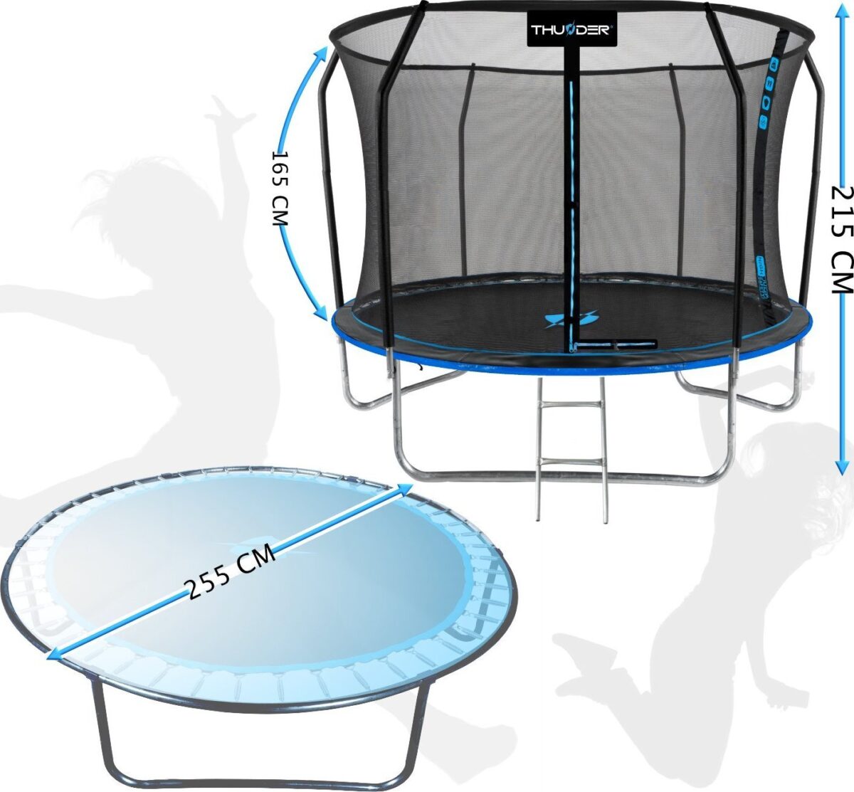 Батут THUNDER INSIDE ELITE з внутрішньою сіткою 8 футів 255 см чорно-блакитний - Зображення 2