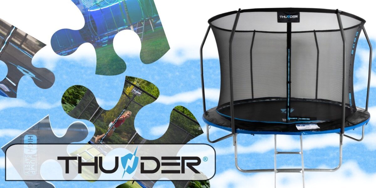 Батут THUNDER INSIDE ELITE з внутрішньою сіткою 8 футів 255 см чорно-блакитний - Зображення 10