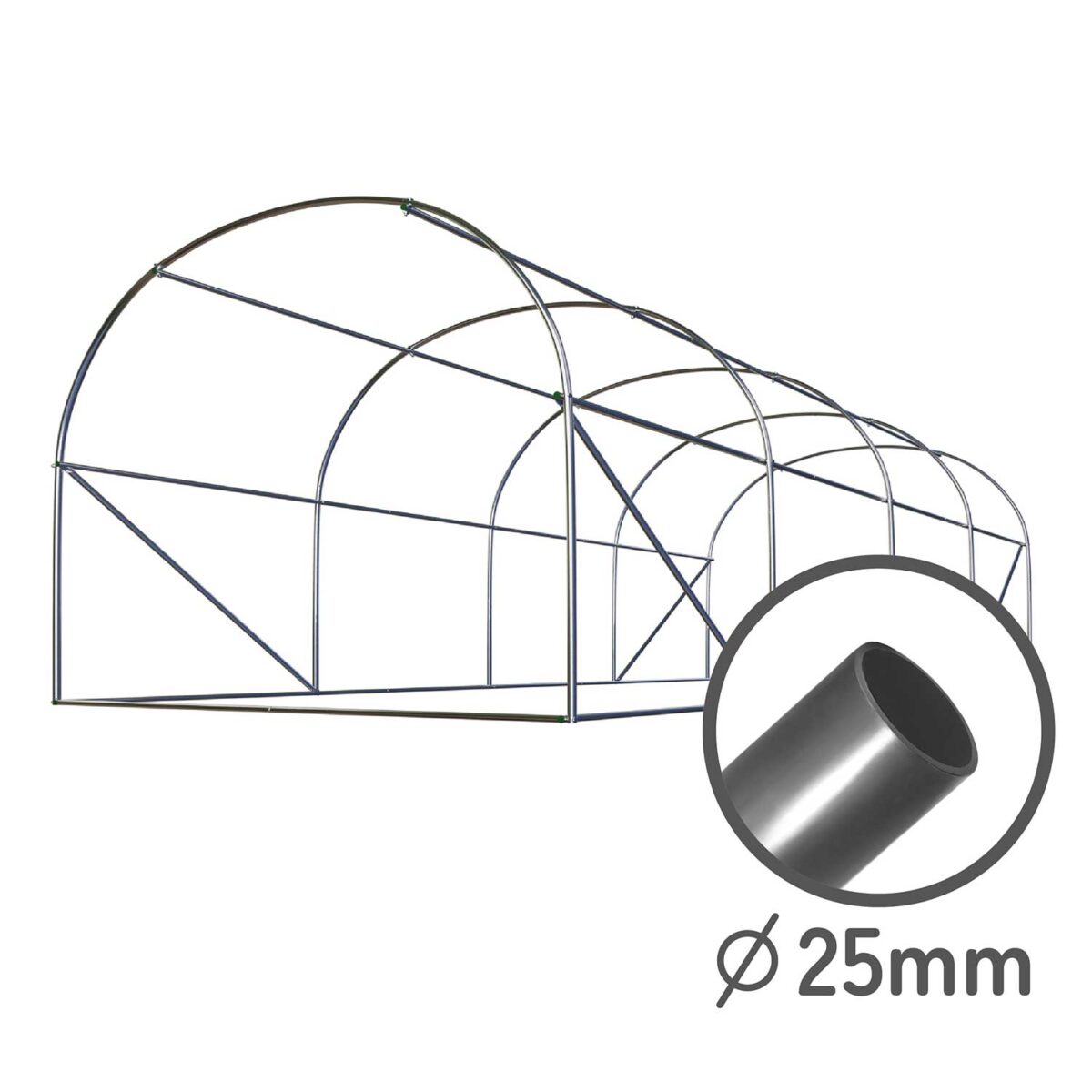 Теплиця садова 3 x 6 м (18 м²) біла Plonos - Посилена конструкція - Зображення 5