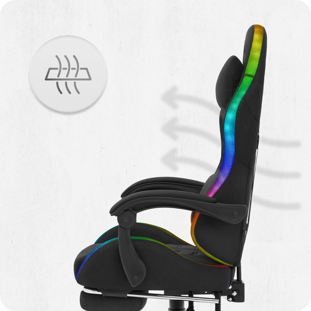 Ігрове крісло Cabro C501 світлодіодне чорне-тканина - Зображення 6