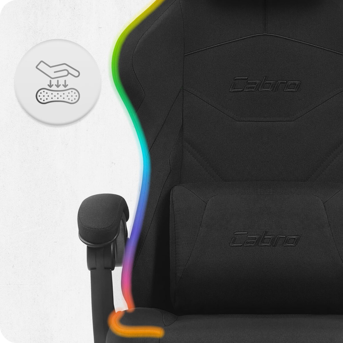 Ігрове крісло Cabro C502 світлодіодне чорне-тканина - Зображення 5