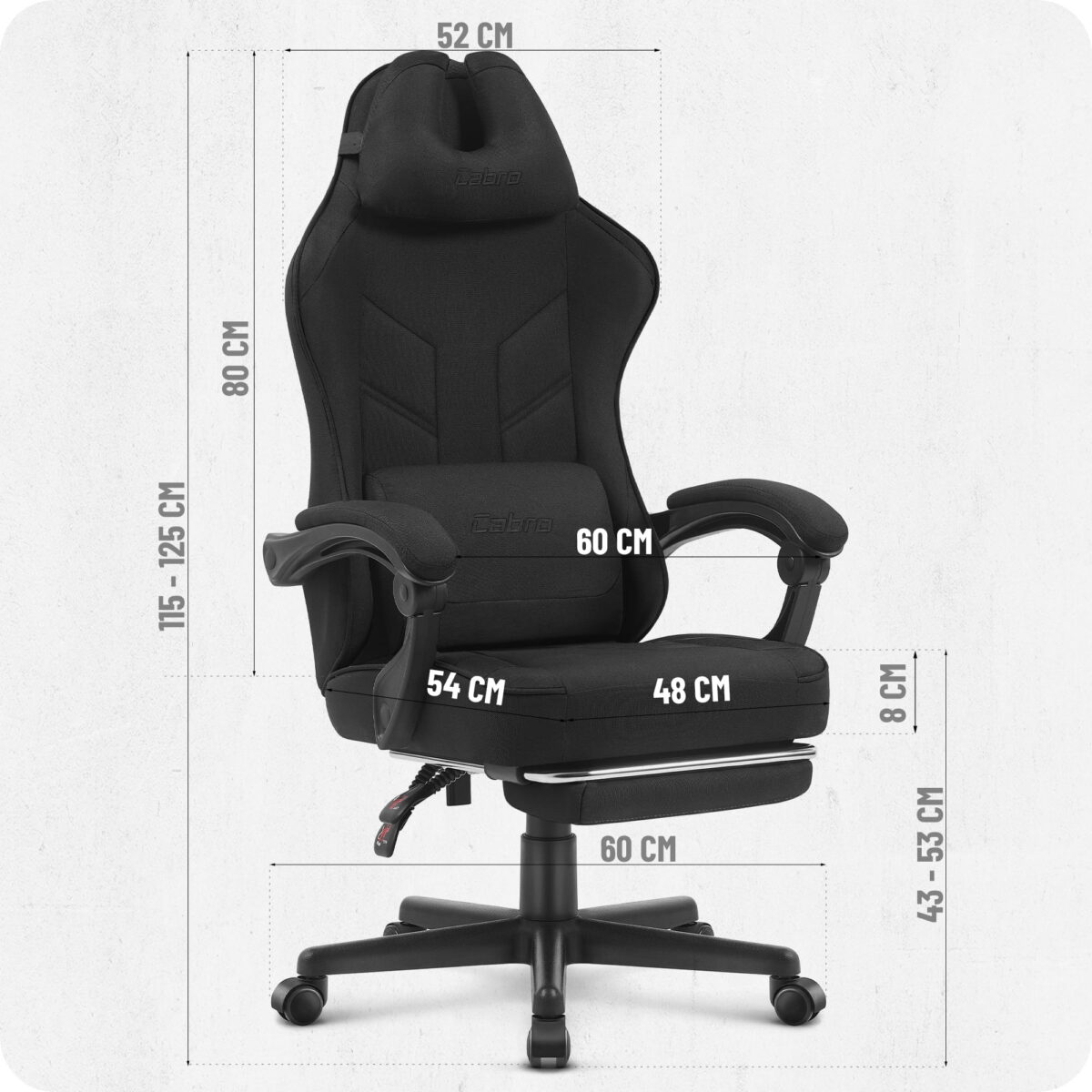 Ігрове крісло Cabro C504 чорне-тканина - Зображення 10