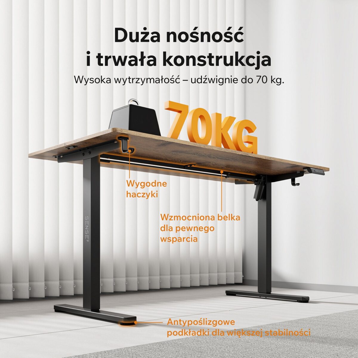 Геймерський стіл SENSE7 Nojo LIGHT 140 см x 70 см ( Wenge) - Зображення 4