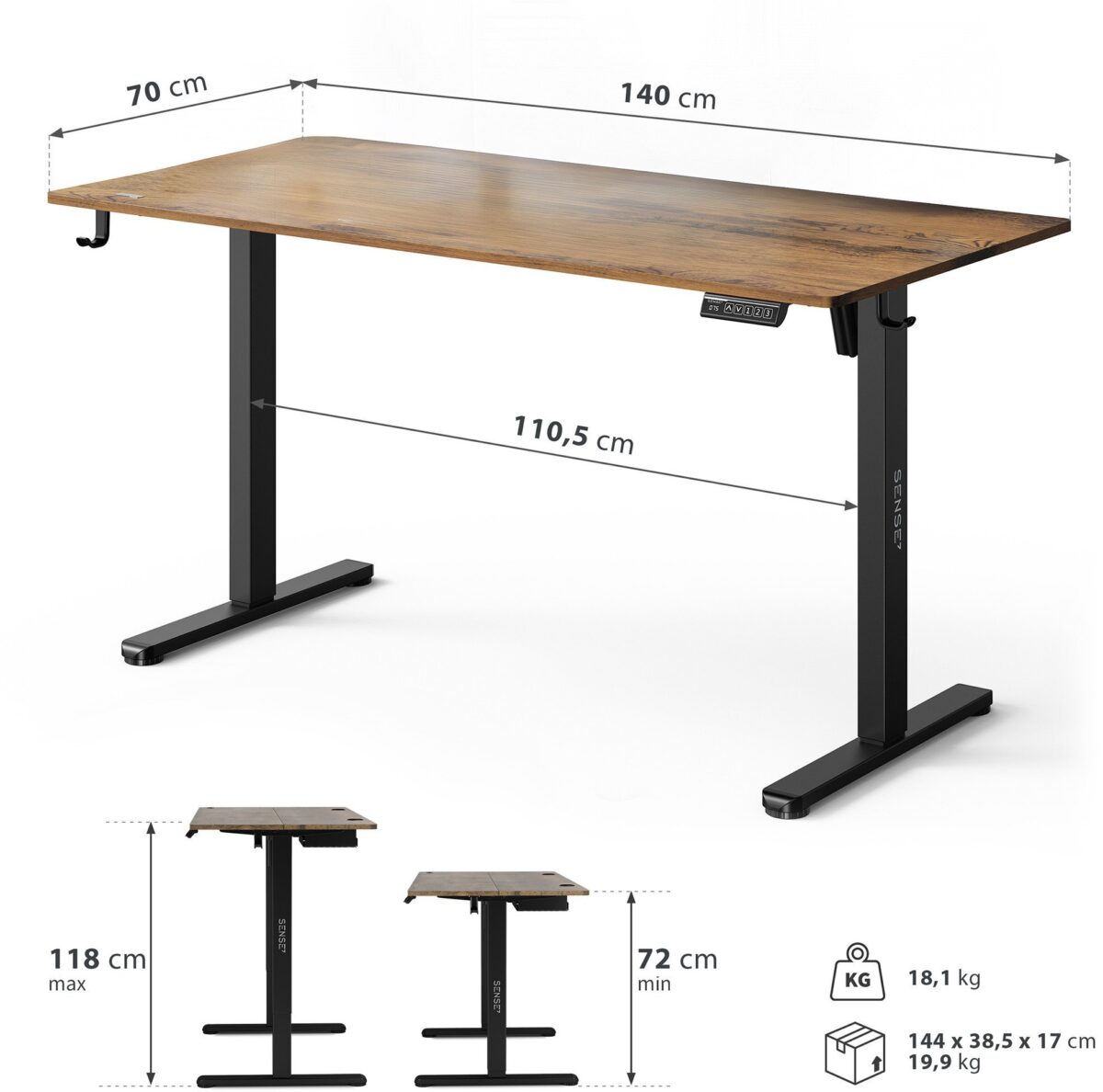 Геймерський стіл SENSE7 Nojo LIGHT 140 см x 70 см ( Wenge) - Зображення 8