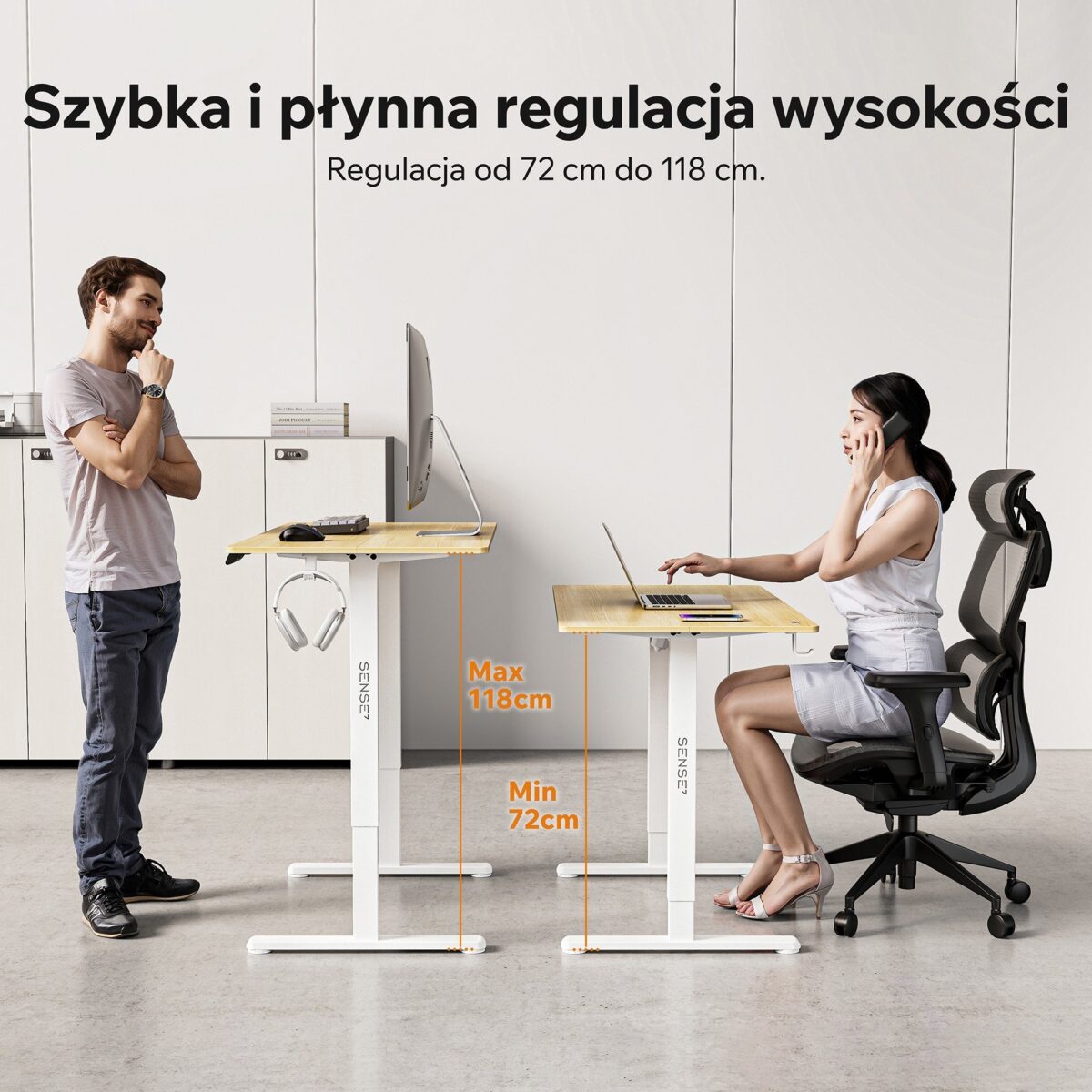 Геймерський стіл SENSE7 Nojo LIGHT 120 см x 60 см ( White , pine) - Зображення 3