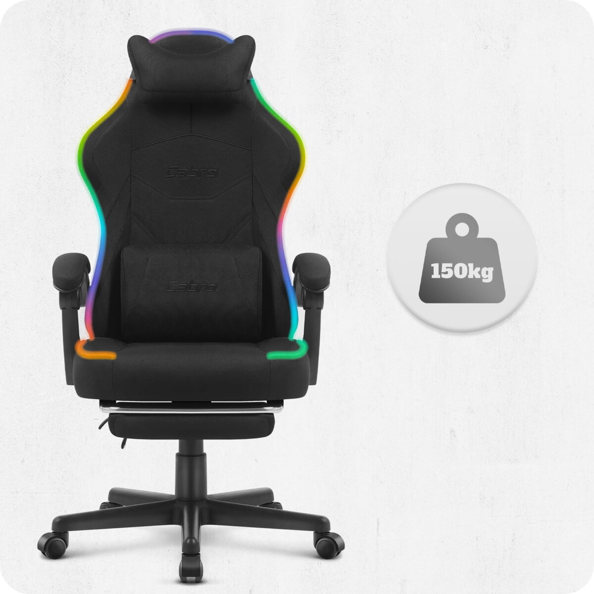 Ігрове крісло Cabro C502 світлодіодне чорне-тканина - Зображення 8