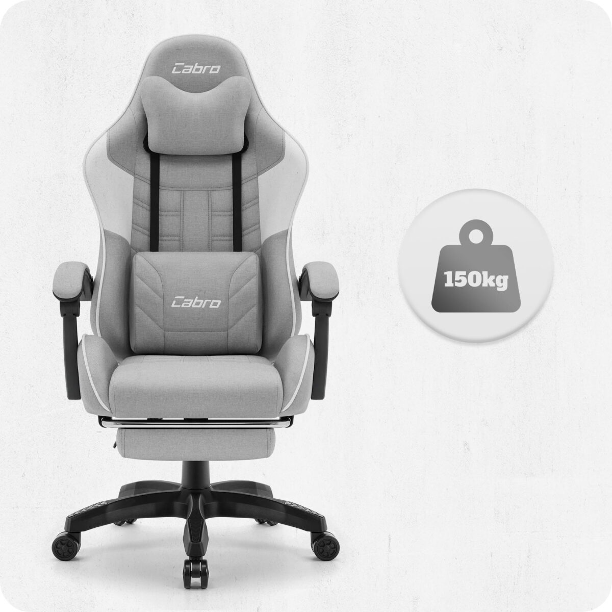 Ігрове крісло Cabro C501 сіро-біле тканина - Зображення 8