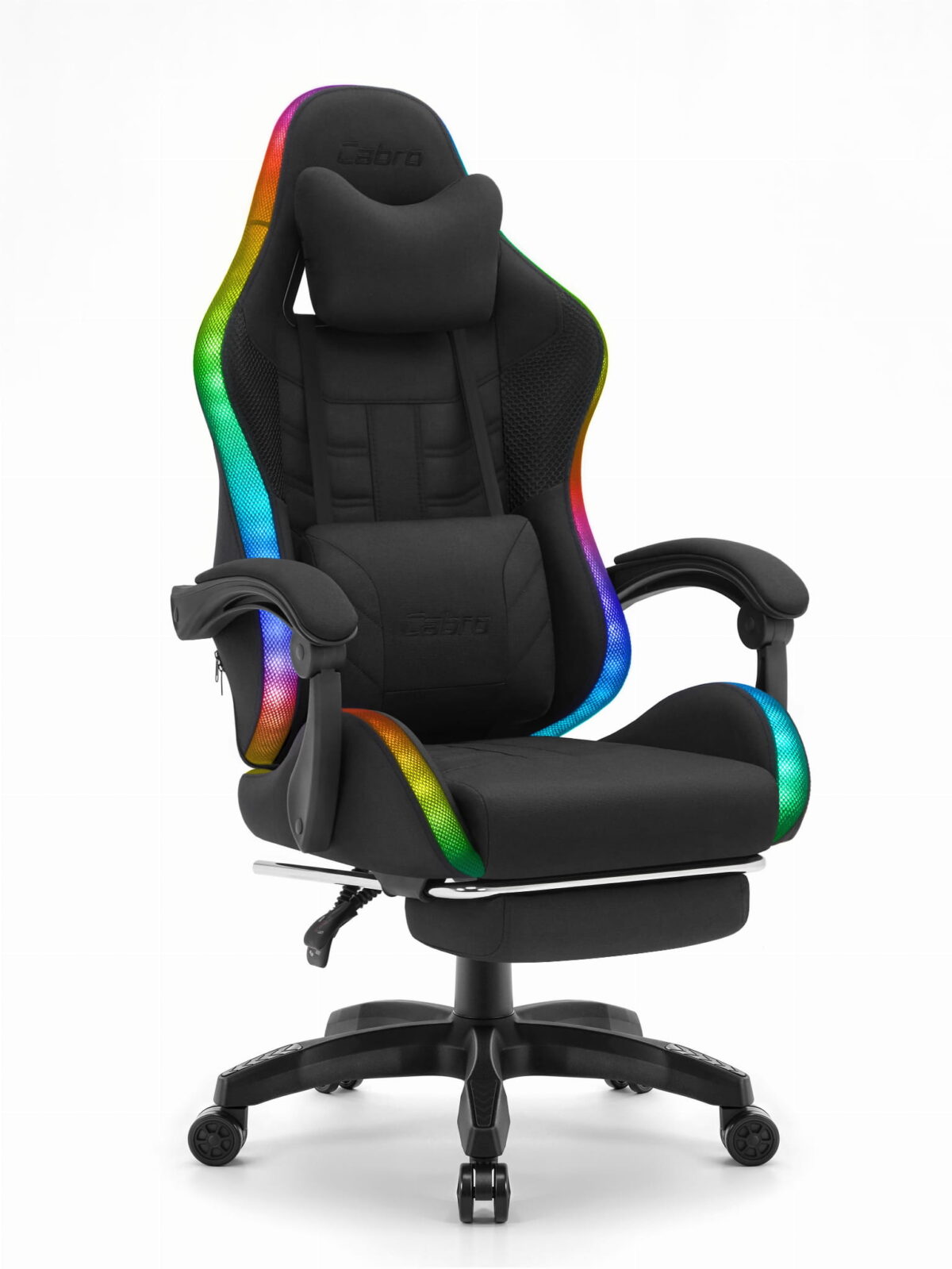 C501-BlackLed1-4 Ігрове крісло Cabro C501 світлодіодне чорне-тканина - Зображення 1