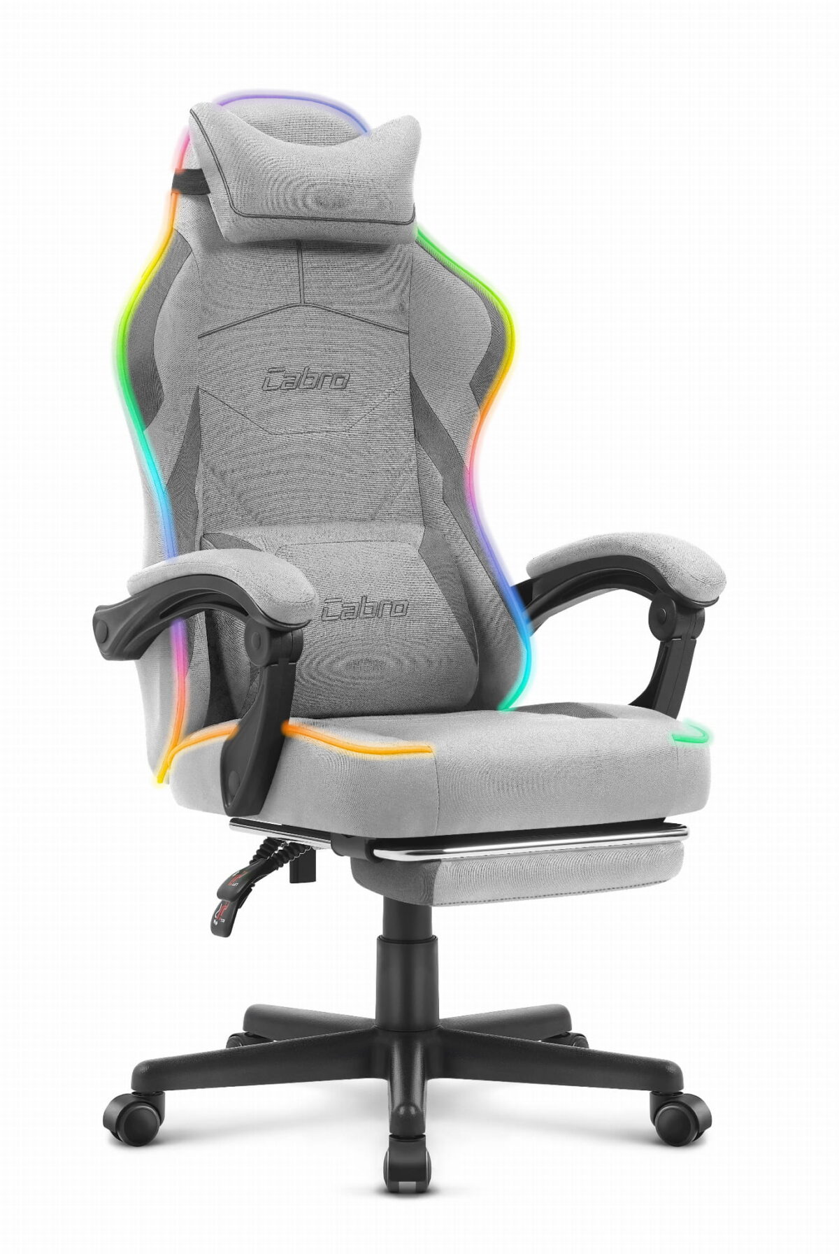 C502-Grey-2LEDr2-1 Ігрове крісло Cabro C502 світлодіодне сіре -тканина - Зображення 1