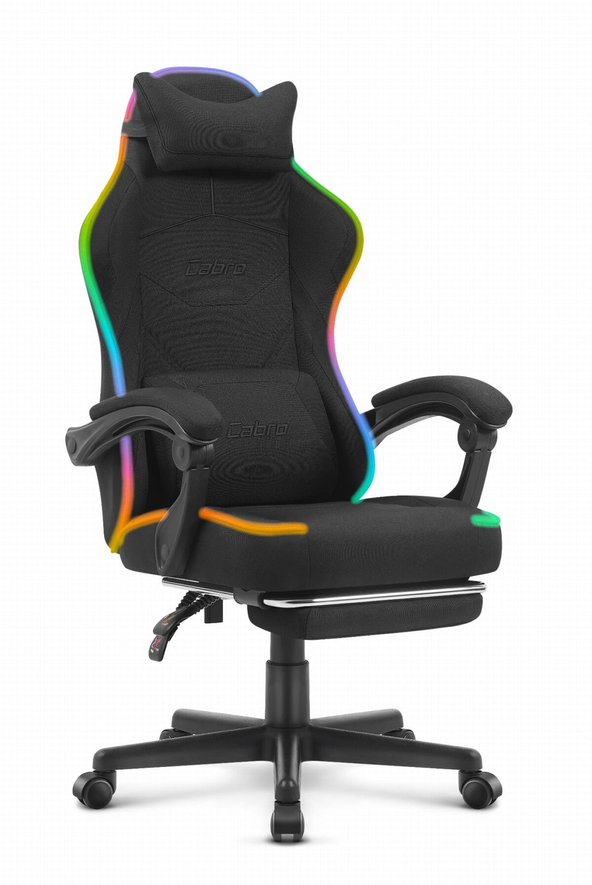 C502-all-black-2LEDr2-2 Ігрове крісло Cabro C502 світлодіодне чорне-тканина - Зображення 1