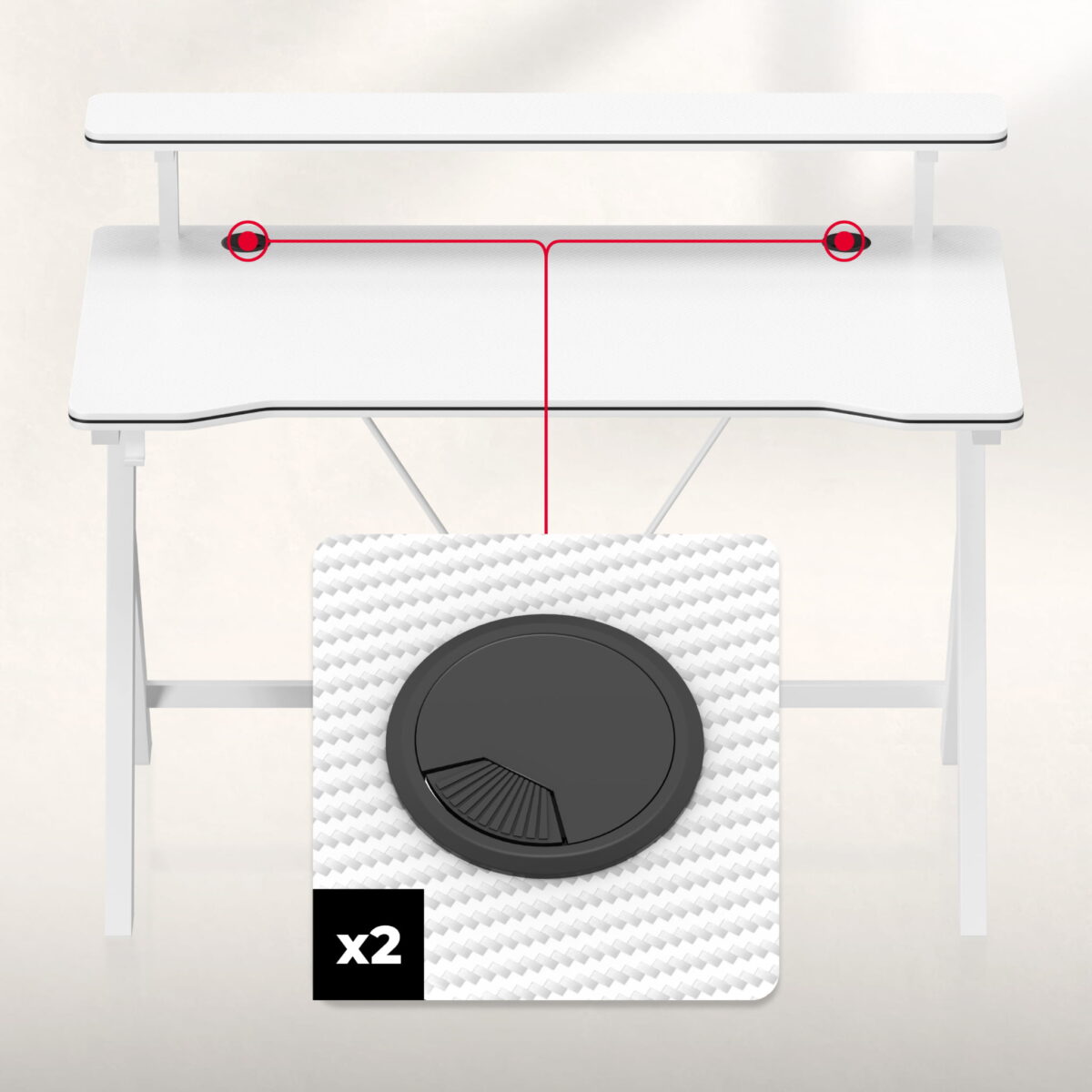 Ігровий стіл з полицею Huzaro 1.9 120 x 56 x 75 см білий - Зображення 3