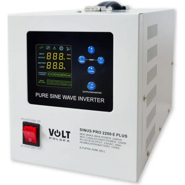 ДБЖ Volt Polska SINUS PRO 2200 E PLUS 12/230 В 1200/2200Вт AGM, GEL, LiFePO4 3SPM22012M