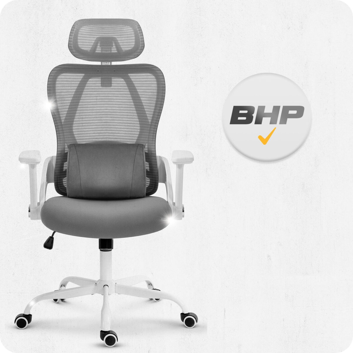 2-1-1 Офісне крісло CABRO C507 сіро-біла тканина - Зображення 8