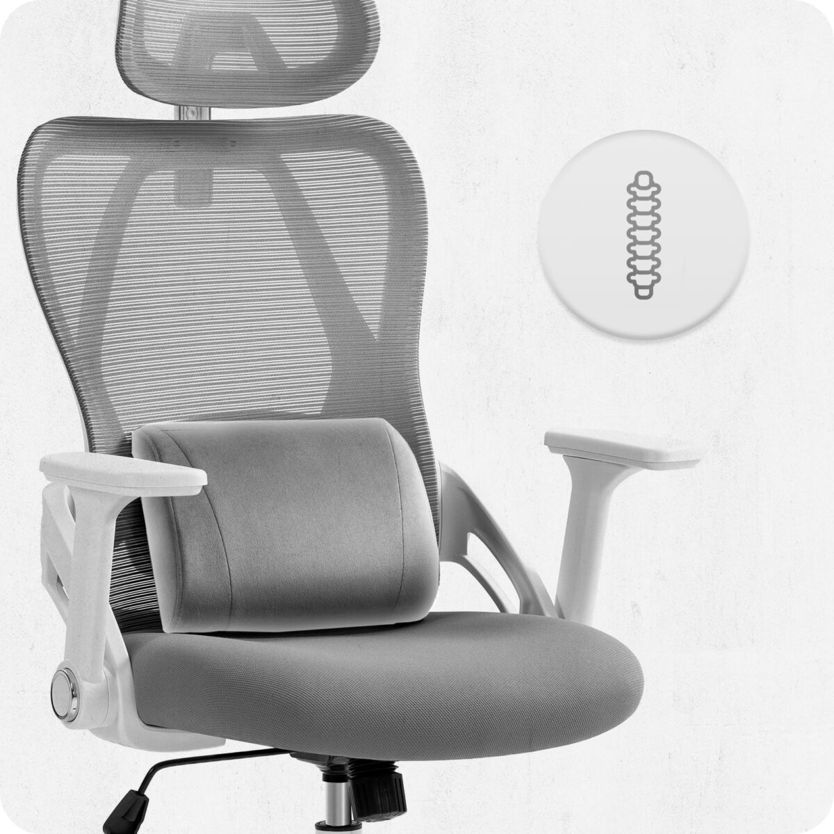 4-2 Офісне крісло CABRO C507 сіро-біла тканина - Зображення 10